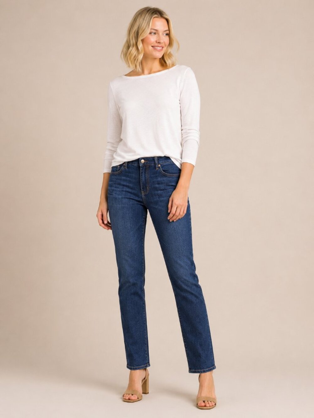2/$30 Chico's The So Slimming Girlfriend Crop Jean High Rise Dark Wash 14 #A4218